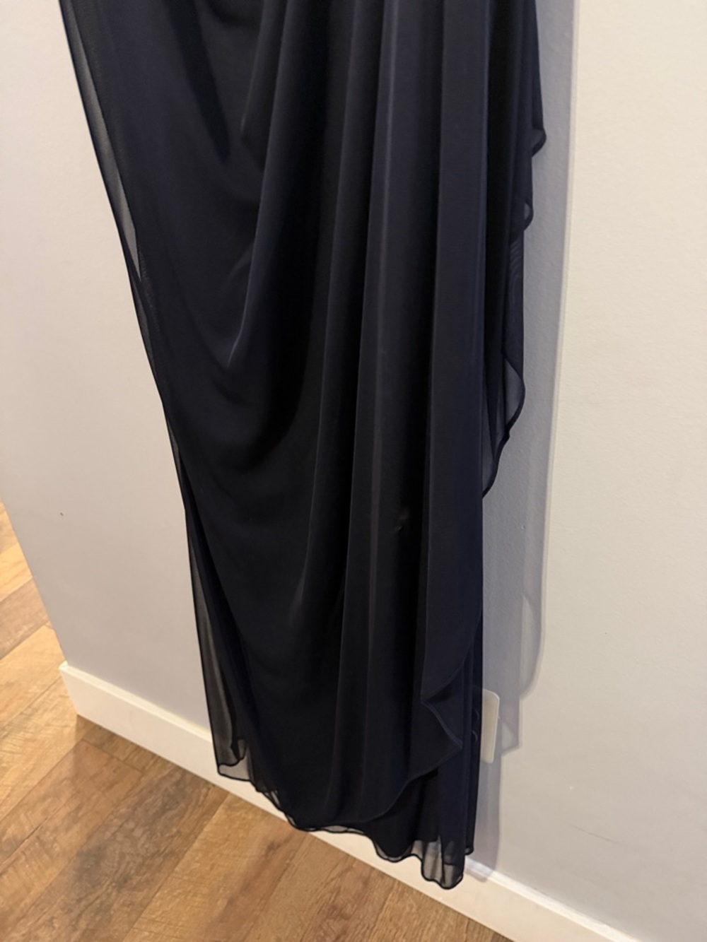 Elegant navy blue One-Shoulder Evening Dress - Picture 4 of 4